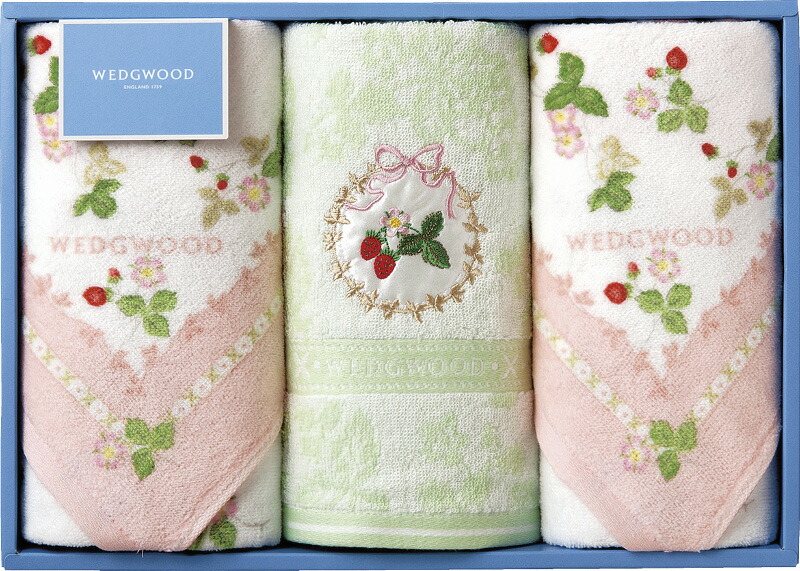 【ラッピング無料】国産 ウェッジウッド ワイルドストロベリー フェイスタオル 3P ピンク TT88300601P 綿100% 日本製