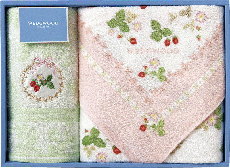 【ラッピング無料】国産 ウェッジウッド ワイルドストロベリー バスタオル ＆ フェイスタオル ピンク TT88400601P 綿100% 日本製