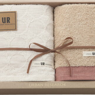 【ラッピング無料】国産 アーバンリサーチ フェイスタオル ＆ ウォッシュタオル レッド UR2315RD 綿100% 日本製