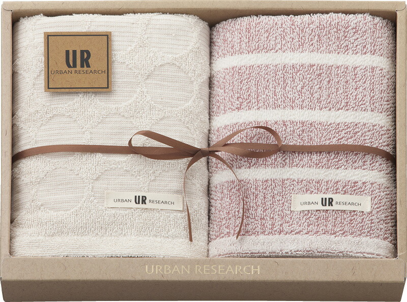 【ラッピング無料】国産 アーバンリサーチ フェイスタオル 2P レッド UR2320RD 綿100% 日本製
