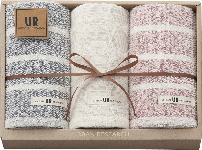 【ラッピング無料】国産 アーバンリサーチ フェイスタオル 3P UR2330 綿100% 日本製