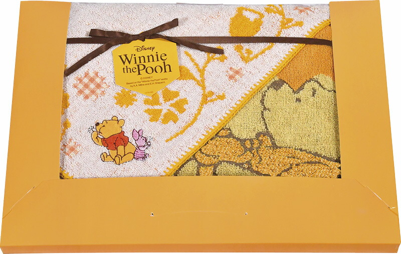 【ラッピング無料】くまのプーさん ハニープランタン フェイスタオル ＆ ウォッシュタオル DP-3820 綿100%