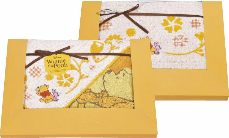 【ラッピング無料】くまのプーさん ハニープランタン タオルセット DP-3845 綿100% バスタオル フェイス ウォッシュ タオル
