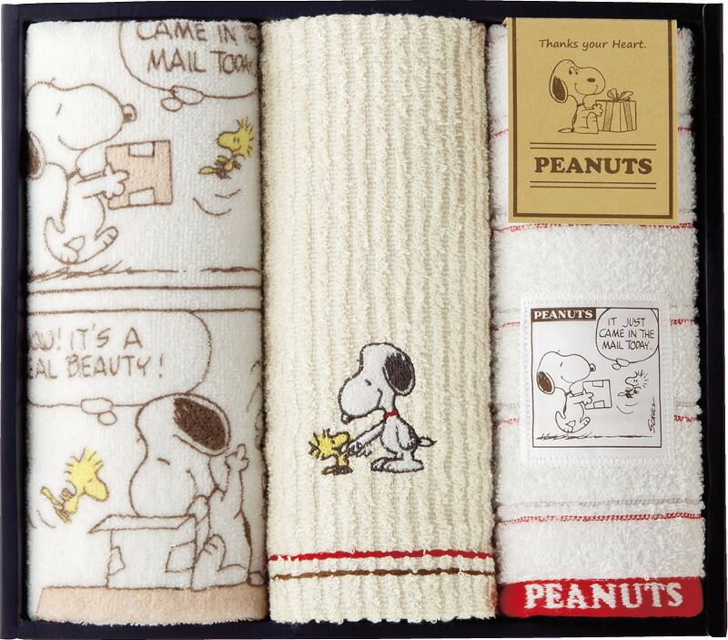 【ラッピング無料】国産 スヌーピー サンクスハート フェイスタオル 2P ＆ ウォッシュタオル TT81200605 日本製