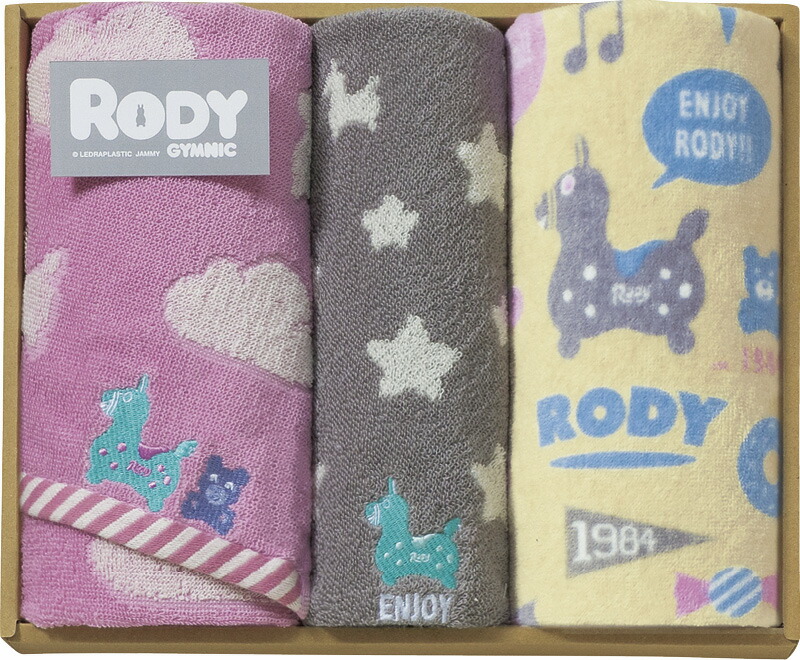 【ラッピング無料】ロディ フェイスタオル 2P ＆ タオルハンカチ RD-725 綿100%