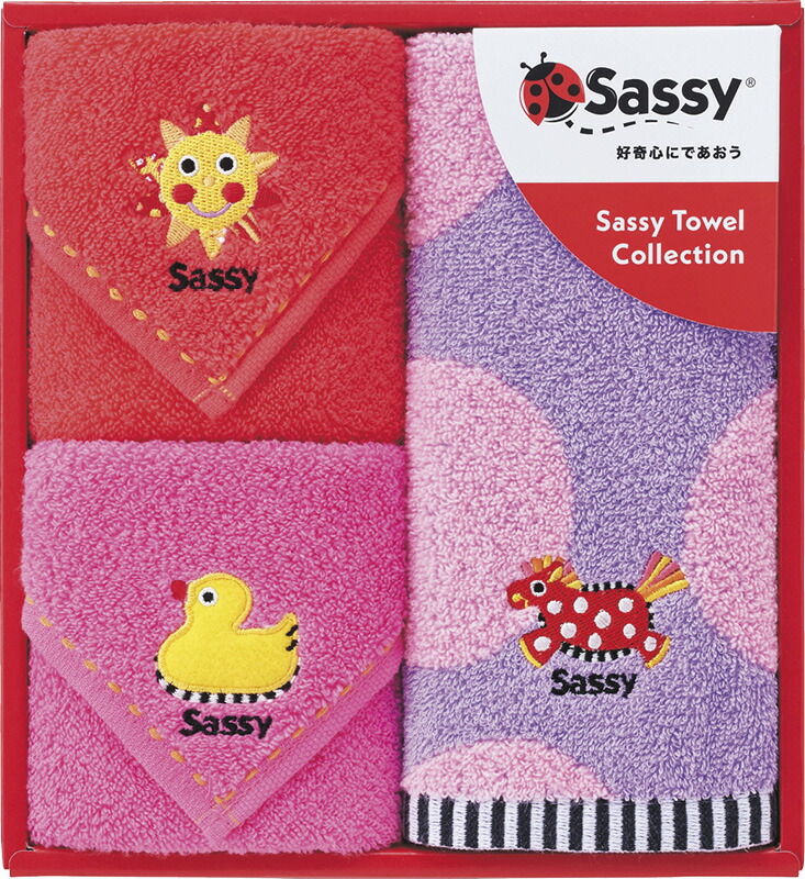 【ラッピング無料】サッシー タオルセット ピンク SA-7121 綿100% ミニタオル ウォッシュタオル