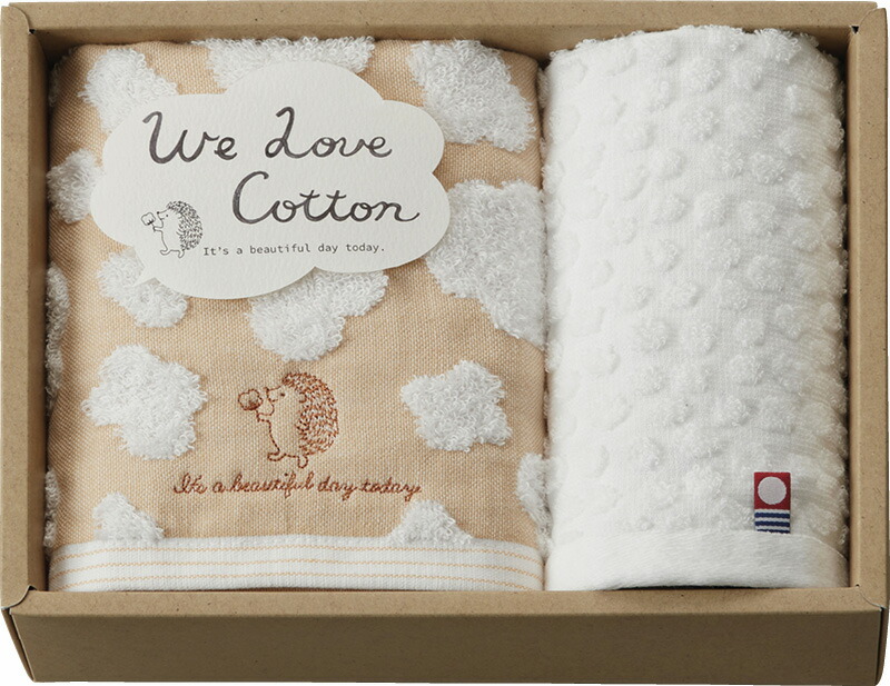 【ラッピング無料】国産 ウィー ラブ 今治産ナチュラルカラーフェイスタオル ＆ ハンドタオル WL8315 綿100% 日本製