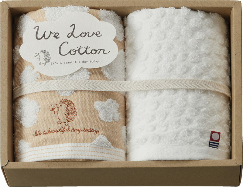 【ラッピング無料】国産 ウィー ラブ 今治産ナチュラルカラーフェイスタオル 2P WL8320 綿100% 日本製