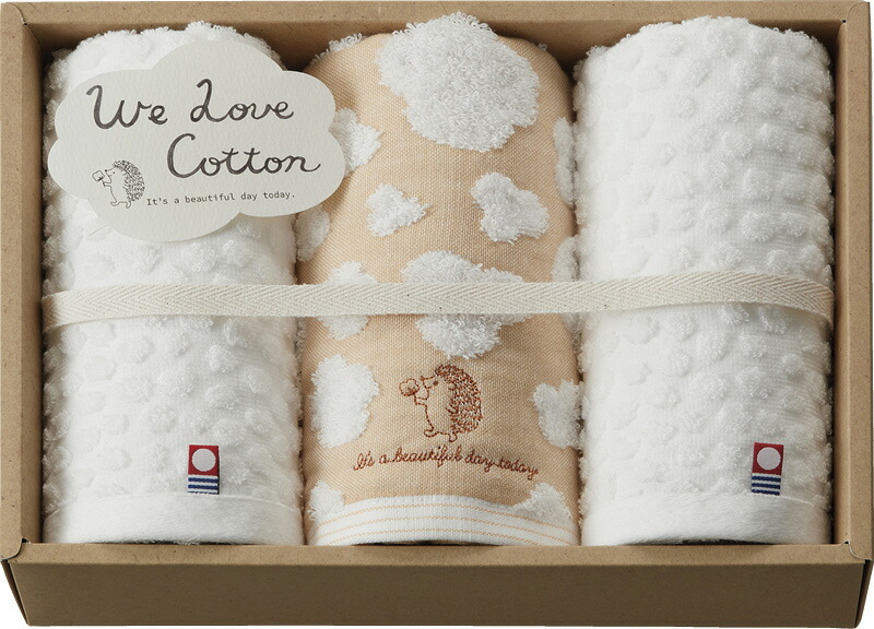 【ラッピング無料】国産 ウィー ラブ 今治産ナチュラルカラーフェイスタオル 3P WL8330 綿100% 日本製