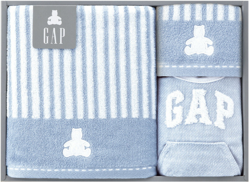 【ラッピング無料】ベビー GAP ミニバスタオル ＆ ウォッシュタオル ＆ スタイ ブルー 54-5019300B 綿100%