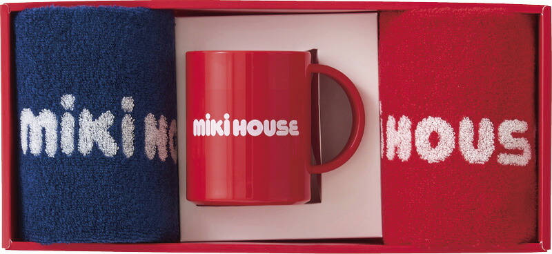 【ラッピング無料】国産 ミキハウス ミニタオル 2P ＆ マグカップセット 10-8948-389 日本製