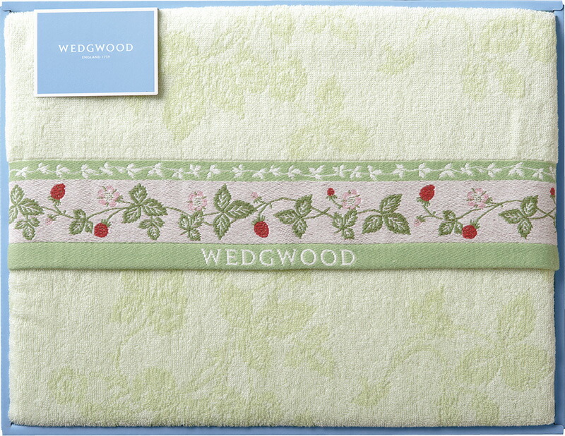 【ラッピング無料】ウェッジウッド ワイルドストロベリー タオルケット グリーン RR88500030G 綿100%