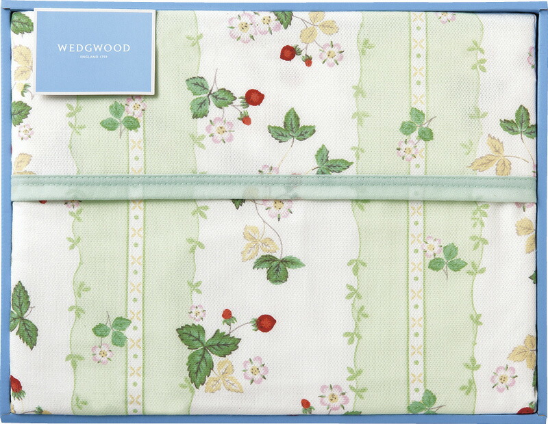 【ラッピング無料】国産 ウェッジウッド ワイルドストロベリー 綿毛布 グリーン FQ82601011G 日本製