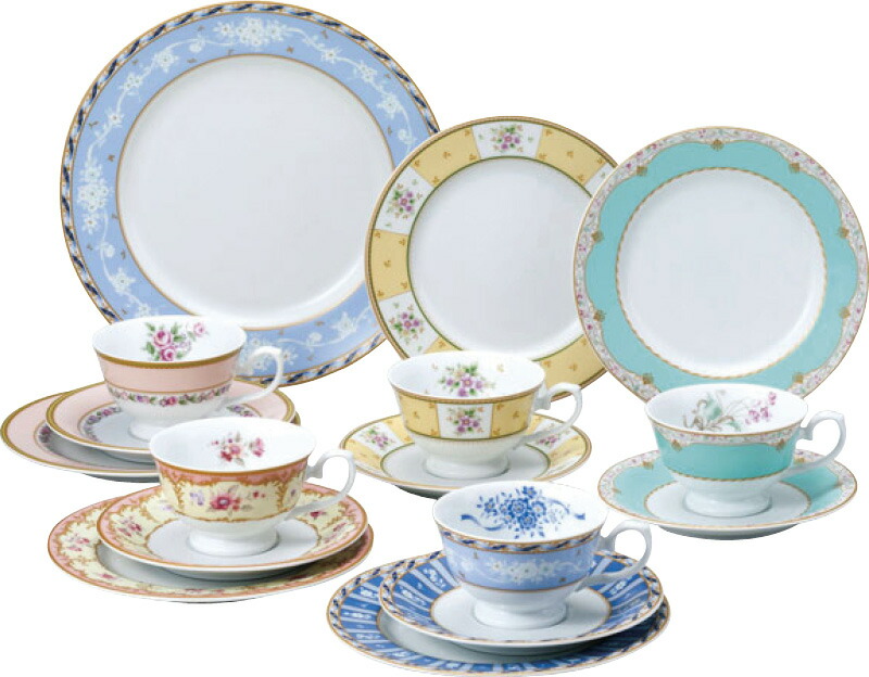 【ラッピング無料】国産 ナルミ フローラルブティック 16ピースティーセット 41721-33461 日本製 皿 プレート カップ ソーサー プレート小 プレート大