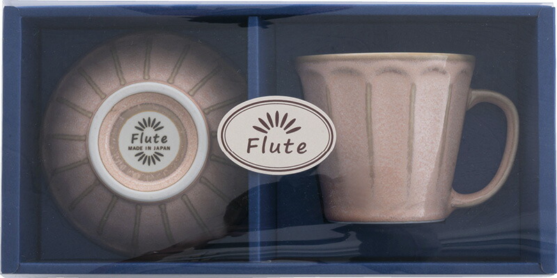 【ラッピング無料】国産 フルート マグ ＆ ライスボウル ピンクマット FLT-2022B 日本製