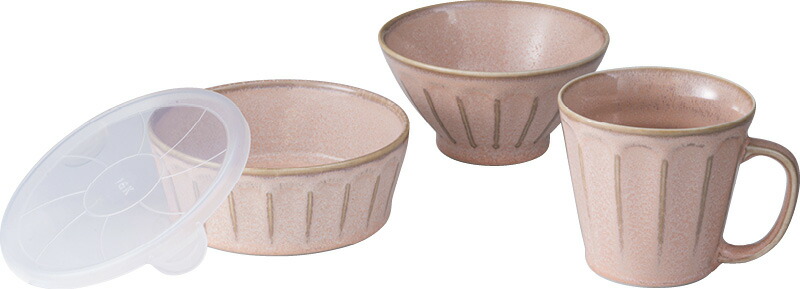 【ラッピング無料】フルート ライフセット ピンクマット FLT-3003B 食器セット マグ ライスボウル パック小鉢