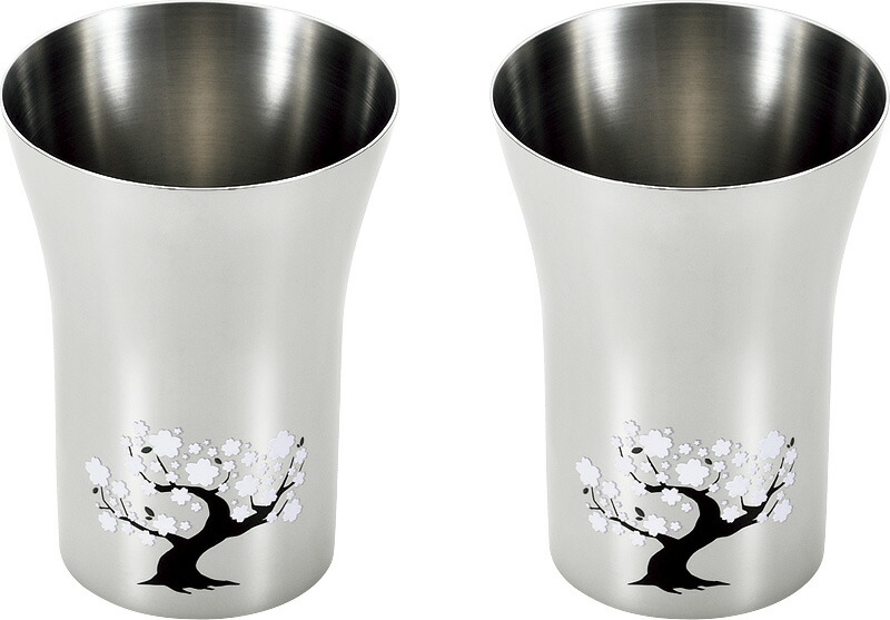 【ラッピング無料】国産 燕熟の技 感温ステンレスタンブラー 300ml 2P 桜 EJK-600 日本製
