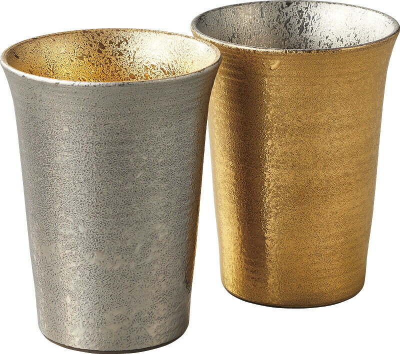 【ラッピング無料】国産 波佐見焼 黄金 ＆ プラチナ ビアカップペア 001-740 日本製 ジョッキ