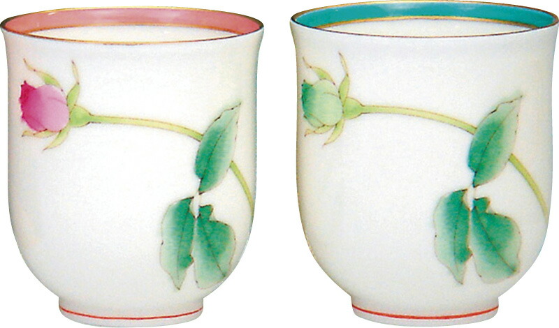 【ラッピング無料】国産 香蘭社 ブライトローズ 組湯呑 IP1195-CPR 日本製 湯呑み