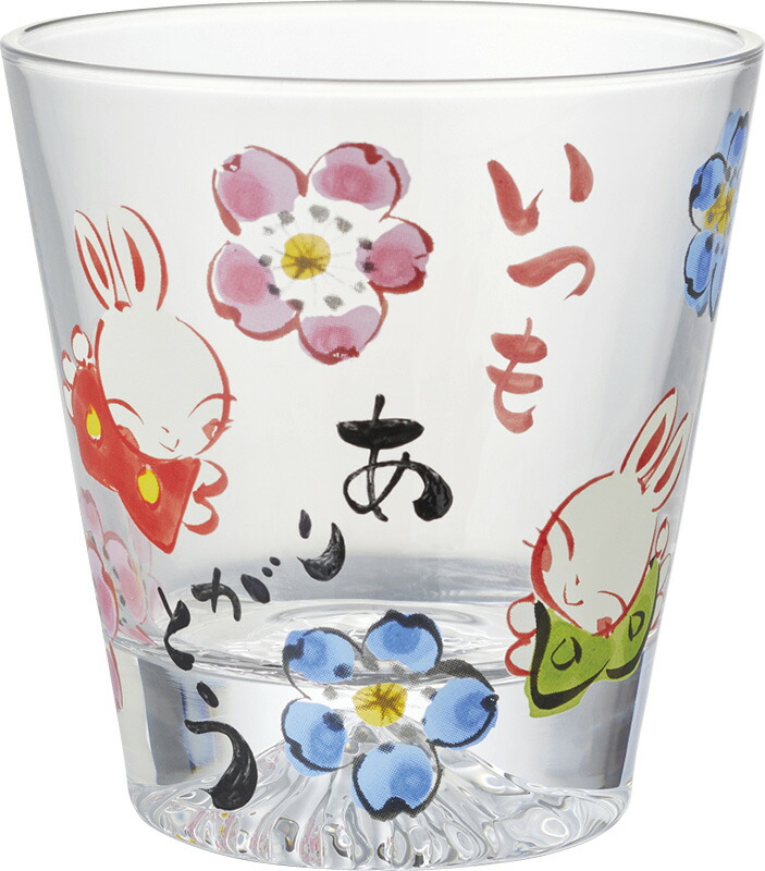 【ラッピング無料】国産 夕立窯 富士山 感謝 グラス(木箱入) うさぎ YK701 日本製 タンブラー