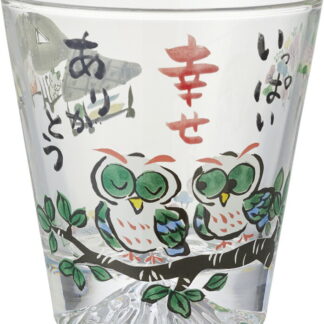 【ラッピング無料】国産 夕立窯 富士山 感謝 グラス(木箱入) ふくろう YK703 日本製 タンブラー