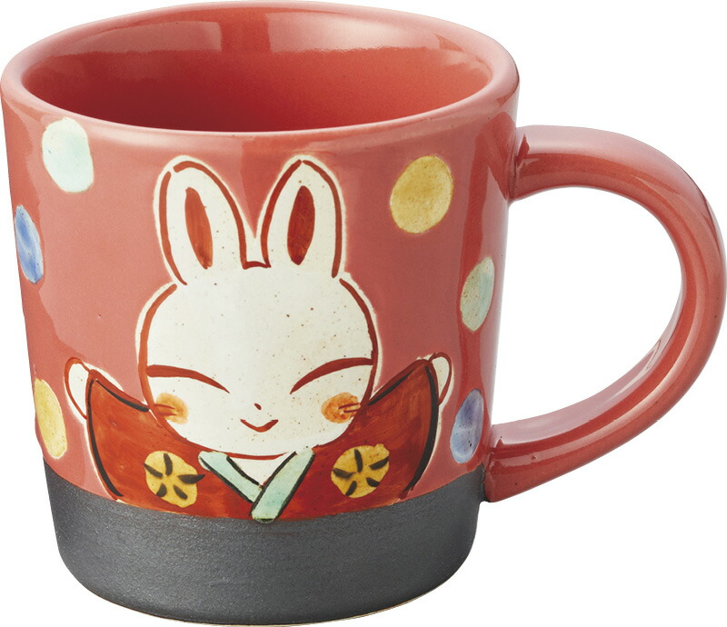 【ラッピング無料】国産 夕立窯 夕立窯のなかまたち マグカップ 桃色うさぎ YK689 日本製