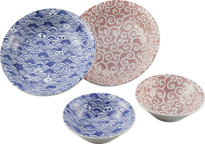 【ラッピング無料】国産 佐山愛 猫だらけシリーズ 猫レトロカレー ＆ ボウルセット TSM6679 日本製 皿 プレート