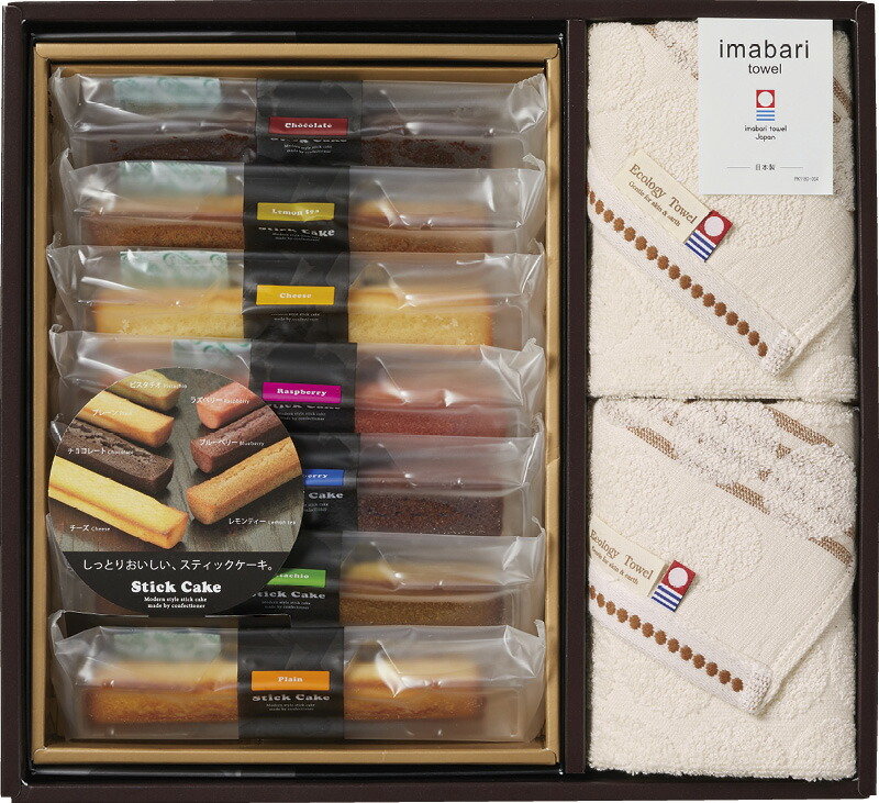 【ラッピング無料】今治タオル ＆ スイーツ グリーンモードエコドットタオル ＆ スティックケーキギフト LST020MD フェイス ウォッシュ タオル