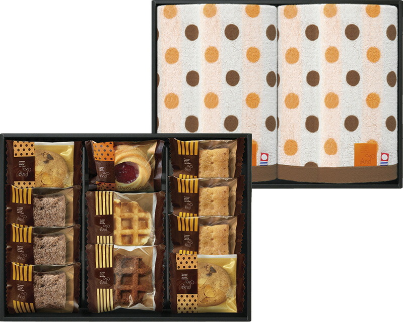 【ラッピング無料】アンドスイーツ ＆ 今治タオル詰合せBOX NAZ-25 スクエアパイ ナッツとチョコのざっくりクッキー ウォッシュタオル ロシアケーキ ワッフル