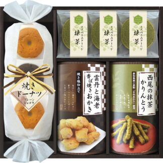【ラッピング無料】信濃屋清風堂 セレクトスイーツ SSX-22 宇治抹茶ミニバウムクーヘン 焼きドーナツ 焼きドーナツ 西尾の抹茶かりんとう 雲丹と海老の香ば焼きおかき