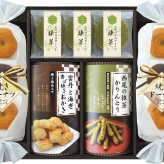 【ラッピング無料】信濃屋清風堂 セレクトスイーツ SSX-27 焼きドーナツ 宇治抹茶ミニバウムクーヘン 焼きドーナツ 西尾の抹茶かりんとう 雲丹と海老の香ば焼きおかき