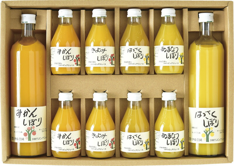【ラッピング無料】伊藤農園 100%ピュアジュースギフトセット V-064 みかん きよみ はっさく あまなつ みかん はっさく