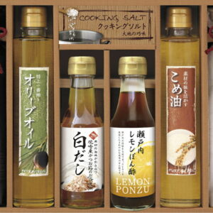 【ラッピング無料】美食ファクトリー 厳選こだわり調味料ギフト NIH-40 炒め物醤油 煮物醤油 こめ油 エクストラバージン オリーブオイル 瀬戸内レモンぽん酢 枕崎産鰹だし使用白だし クッキングソルト