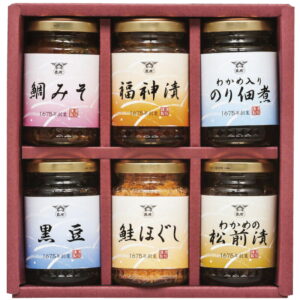【ラッピング無料】酒悦 酒寿 YA-20 鯛みそ 黒豆 わかめ入りのり佃煮 わかめの松前漬 福神漬 鮭ほぐし