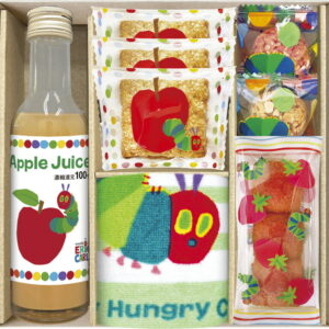 【ラッピング無料】はらぺこあおむし ジュース & スイーツ & タオルセット SNZ-20 スクエアパイ チョコクランチ プチフィナンシェ アップルジュース ウォッシュタオル