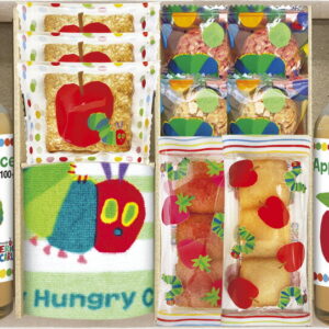 【ラッピング無料】はらぺこあおむし ジュース & スイーツ & タオルセット SNZ-30 スクエアパイ アップルジュース チョコクランチ プチフィナンシェ ウォッシュタオル