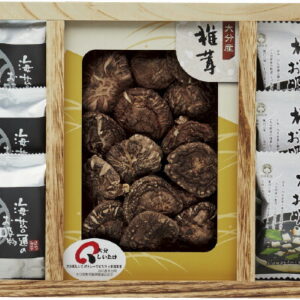 【ラッピング無料】日本の美味・お吸物詰合せ(木箱入) FB-100Z 大分産原木乾椎茸こうしん 有明海産味付塩のり 鹿児島県枕崎産かつお削り節