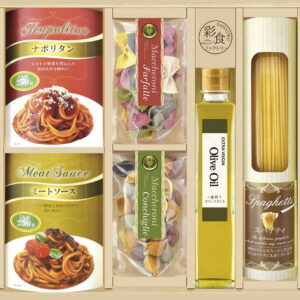 【ラッピング無料】彩食ファクトリー 味わいソースで食べるパスタセット PHF-EJ スパゲティ ナポリタン ミートソース エクストラバージン オリーブオイル 自然色パスタ コンキリエ ファルファーレ