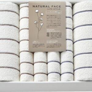 【ラッピング無料】国産 ナチュラルフェイス ボーダー バスタオル 2P & フェイスタオル 4P SDGS1080 綿100% 日本製