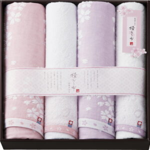 【ラッピング無料】国産 今治製タオル 桜おり布 バスタオル 2P & フェイスタオル 2P IS8680 綿100% 日本製