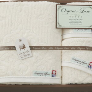 【ラッピング無料】国産 オーガニックリュクス オーガニックコットン使用 今治産タオルセット LU5027 綿100% 日本製 バスタオル フェイス ウォッシュ タオル