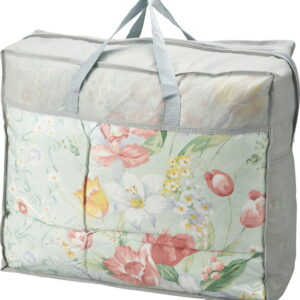 【ラッピング無料】花浪漫 羽根ふとんバッグ入り グリーン HRU-515GR 掛け布団