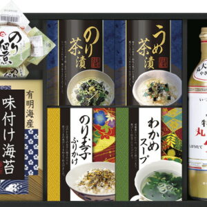 【ラッピング無料】キッコーマン生しょうゆ & 和食詰合せ NBL-30B 丸大豆生しょうゆ 島の香のり佃煮 わかめスープ ふりかけ のり うめ 茶漬 有明海産 味付け海苔