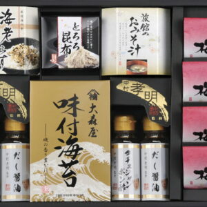 【ラッピング無料】中村孝明監修 調味料 & 和のアソートギフト NKM−FOS 紀州梅干し一粒 旅館の おみそ汁 海老しらすふりかけ とろろ昆布 大森屋味付海苔