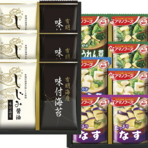 【ラッピング無料】アマノフリーズ ドライ みそ汁 & 有明海産味付海苔セット NT-F アマノほうれん草 おみそ汁 しじみ醤油味付海苔 アマノとうふ おみそ汁 アマノなす おみそ汁