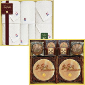 【ラッピング無料】Senjudoスイーツ+今治タオルギフト SS-100TR フェイス ウォッシュ タオル チーズケーキ ソフトチョコケーキ クッキー